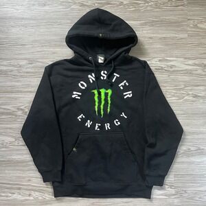 Monster Energy Hoodie Black Neon Green Claw Logo Pullover Sweatshirt Mens Medium